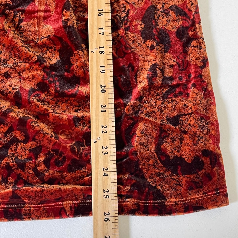 B.L.E.U. Velvet Burnout Tunic Top Women M Red Damask Off Shoulder Y2K Whimsigoth - Picture 9 of 9